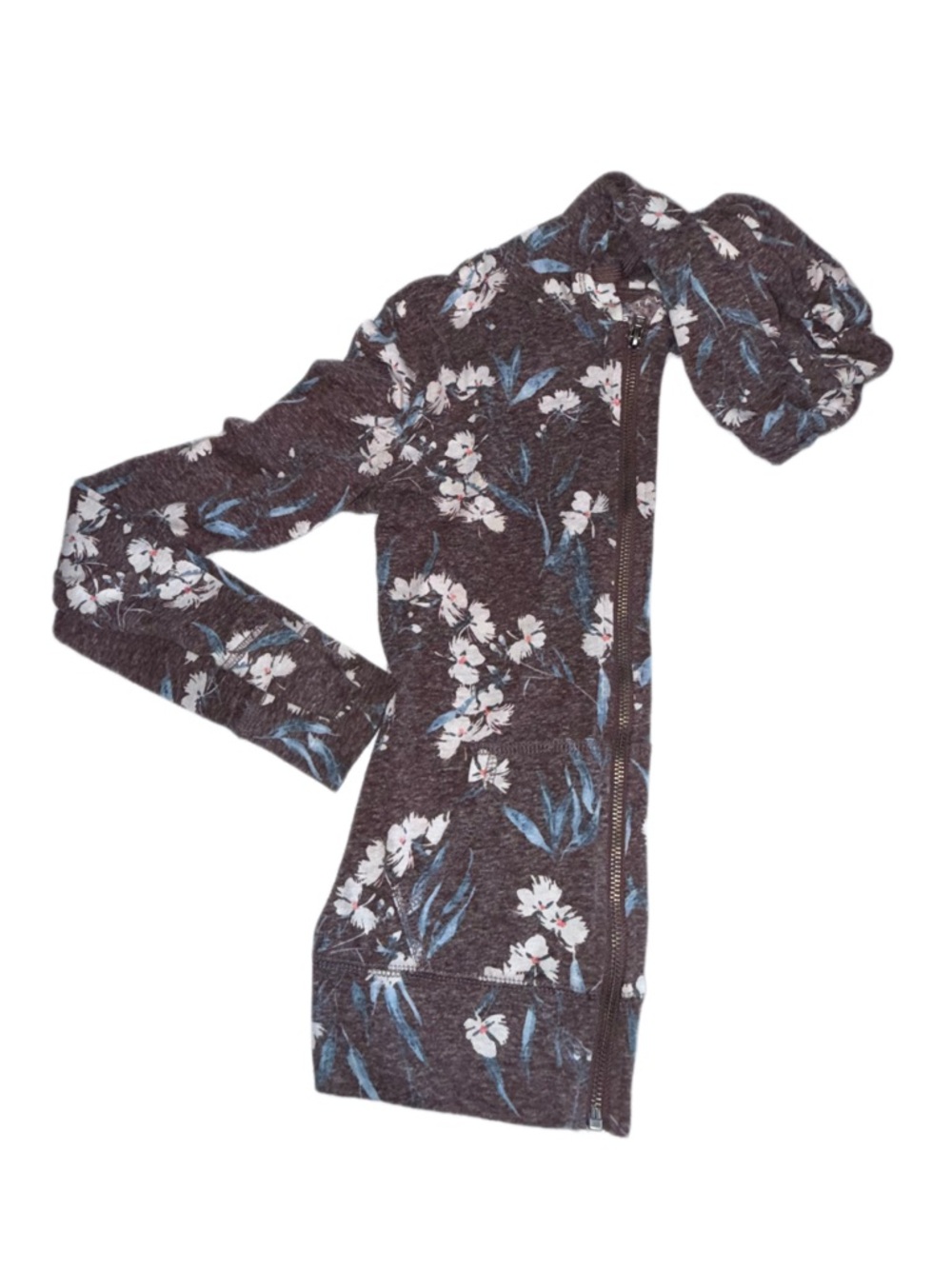 Aeropostale Floral Zip Up Hoodie Jacket XS Brown Blue Lightweight - Picture 4 of 7